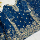 Embroidered Gmy Silk Kurta Palazzo Set with Dupatta