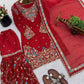 Embroidered Gmy Silk Kurta Palazzo Set with Dupatta