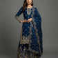 Embroidered Gmy Silk Kurta Palazzo Set with Dupatta