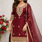 Embroidered Gmy Silk Sharara Suit Set with Dupatta