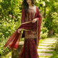 Embroidered Gmy Silk Sharara Suit Set with Dupatta