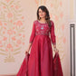 Embroidered Gold Crush Anarkali Gown Set for Wedding and Festive Wear