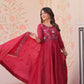 Embroidered Gold Crush Anarkali Gown Set for Wedding and Festive Wear