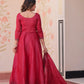 Embroidered Gold Crush Anarkali Gown Set for Wedding and Festive Wear