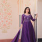Embroidered Gold Crush Anarkali Gown Set for Wedding and Festive Wear