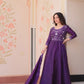 Embroidered Gold Crush Anarkali Gown Set for Wedding and Festive Wear