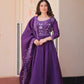 Embroidered Gold Crush Anarkali Gown Set for Wedding and Festive Wear