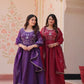 Embroidered Gold Crush Anarkali Gown Set for Wedding and Festive Wear