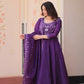 Embroidered Gold Crush Anarkali Gown Set for Wedding and Festive Wear