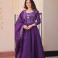 Embroidered Gold Crush Anarkali Gown Set for Wedding and Festive Wear