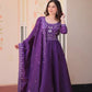 Embroidered Gold Crush Anarkali Gown Set for Wedding and Festive Wear