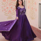 Embroidered Gold Crush Anarkali Gown Set for Wedding and Festive Wear