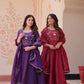 Embroidered Gold Crush Anarkali Gown Set for Wedding and Festive Wear