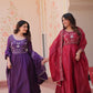 Embroidered Gold Crush Anarkali Gown Set for Wedding and Festive Wear