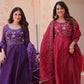Embroidered Gold Crush Anarkali Gown Set for Wedding and Festive Wear