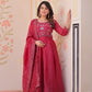 Embroidered Gold Crush Anarkali Gown Set for Wedding and Festive Wear