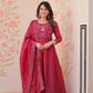 Embroidered Gold Crush Anarkali Gown Set for Wedding and Festive Wear