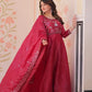 Embroidered Gold Crush Anarkali Gown Set for Wedding and Festive Wear