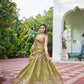 Embroidered Gold Crush Lehenga Choli Set with Dupatta