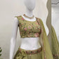 Embroidered Gold Crush Lehenga Choli Set with Dupatta