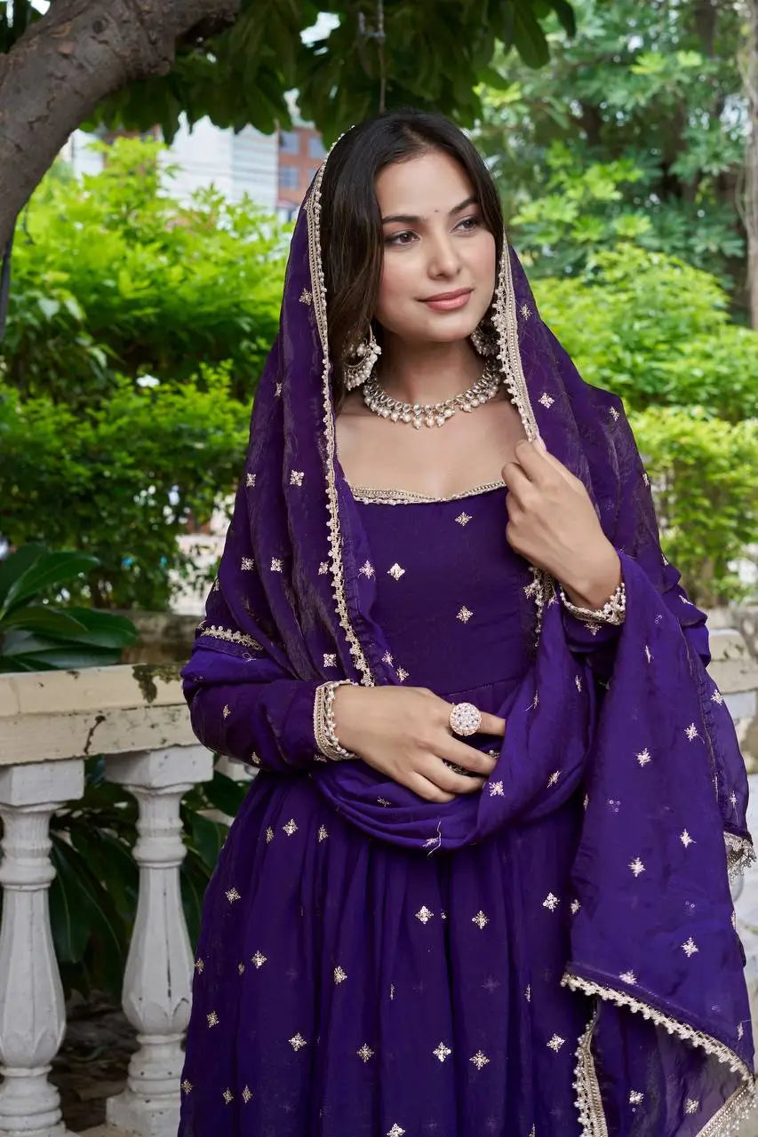 Embroidered Heavy Fendi Silk Suit Set with Dupatta for Festive and Party Wear