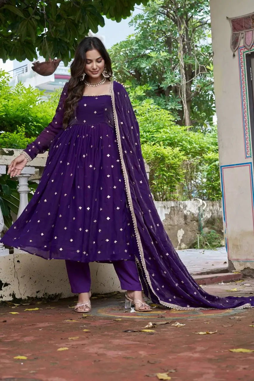 Embroidered Heavy Fendi Silk Suit Set with Dupatta for Festive and Party Wear