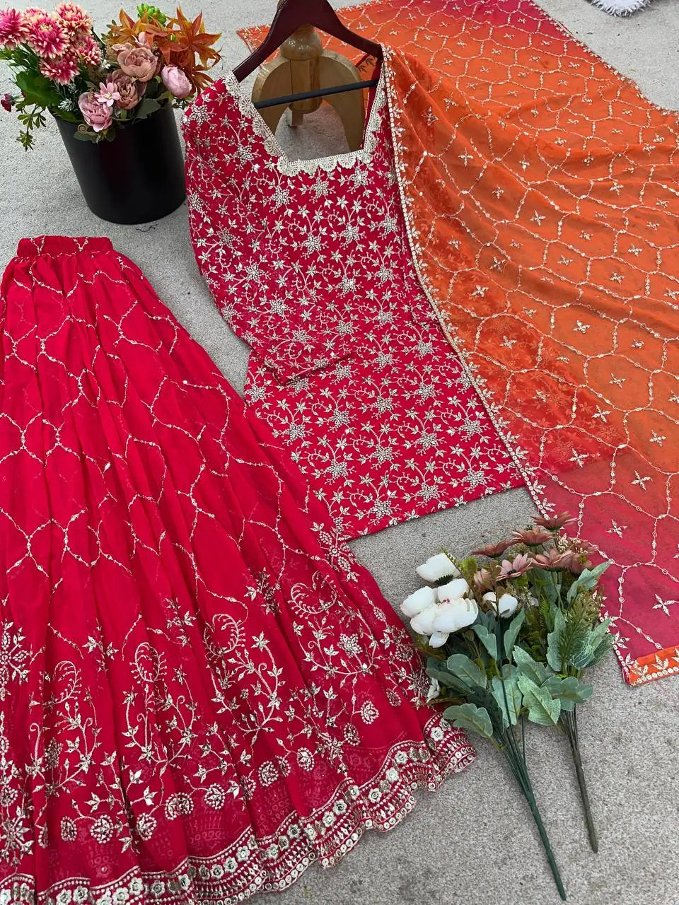 Embroidered Heavy Georgette Sharara Suit Set