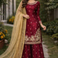 Embroidered JC Silk Kurta Palazzo Set with Dupatta
