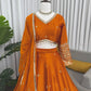 Embroidered Japan Satin Lehenga Choli Set for Wedding and Festive Wear