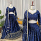 Embroidered Japan Satin Lehenga Choli Set for Wedding and Festive Wear