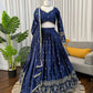 Embroidered Japan Satin Lehenga Choli Set for Wedding and Festive Wear
