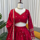 Embroidered Japan Satin Lehenga Choli Set for Wedding and Festive Wear