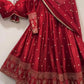 Embroidered Japan Satin Lehenga Choli Set for Wedding and Festive Wear