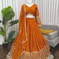 Embroidered Japan Satin Lehenga Choli Set for Wedding and Festive Wear
