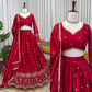 Embroidered Japan Satin Lehenga Choli Set for Wedding and Festive Wear