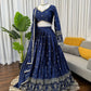 Embroidered Japan Satin Lehenga Choli Set for Wedding and Festive Wear