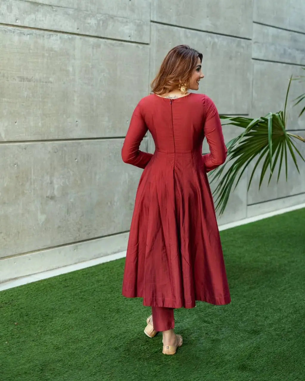 Embroidered Kesriya Silk Anarkali Set with Dupatta