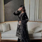 Embroidered Korean Satin Silk Kurta Pant Set with Organza Dupatta for Festive Wear