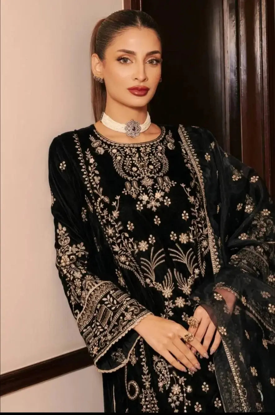 Embroidered Korean Satin Silk Kurta Pant Set with Organza Dupatta for Festive Wear