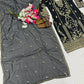 Embroidered Korean Satin Silk Kurta Pant Set with Organza Dupatta for Festive Wear