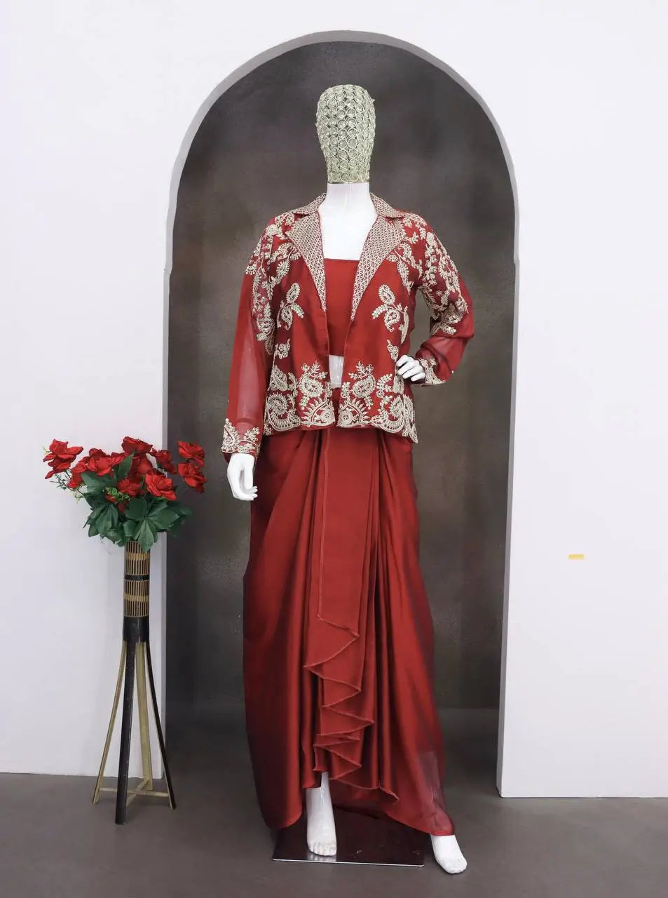 Embroidered Koti Style Dhoti Lehenga Set for Wedding and Festive Wear
