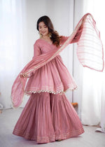 Embroidered Mal Chanderi Sharara Set with Dupatta
