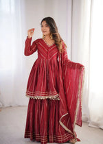 Embroidered Mal Chanderi Sharara Set with Dupatta