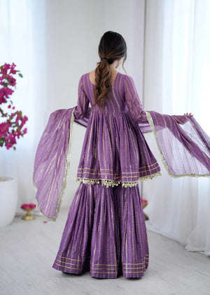 Embroidered Mal Chanderi Sharara Set with Dupatta