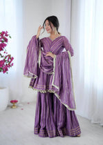 Embroidered Mal Chanderi Sharara Set with Dupatta