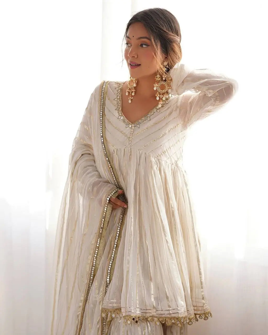 Embroidered Mal Chanderi Sharara Set with Dupatta