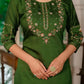 Embroidered Marina Silk Kurti Set with Pants & Dupatta
