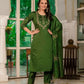 Embroidered Marina Silk Kurti Set with Pants & Dupatta