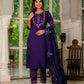 Embroidered Marina Silk Kurti Set with Pants & Dupatta