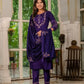 Embroidered Marina Silk Kurti Set with Pants & Dupatta